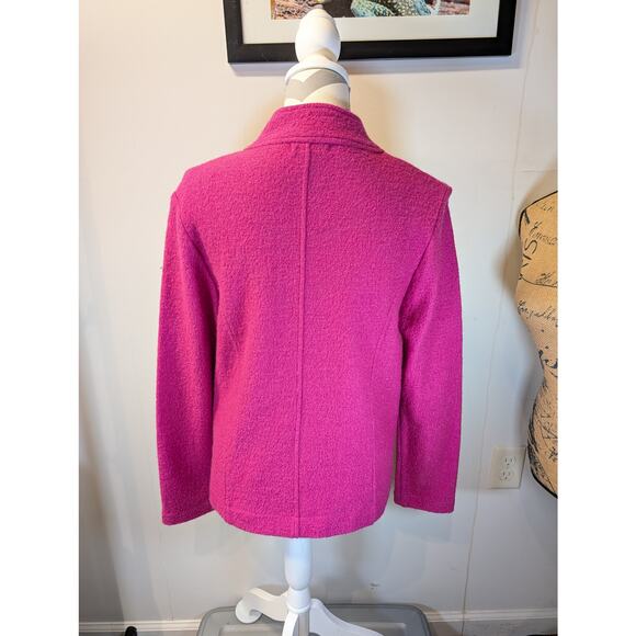 Linda Matthews Vintage 100% Wool Pink Double Breasted Cardigan Coat Jacket Large - Picture 5 of 10